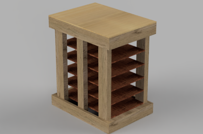 Wooden Shelf Render in CAD